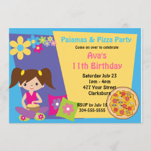 Invitation Pajamas et fête de la pizza