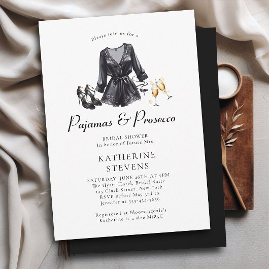 Invitation Pajamas Prosecco PJ Black Lingerie Fête des mariée