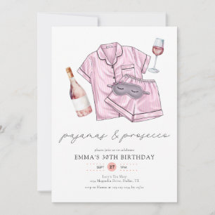 Invitation Pajamas Prosecco PJ Party Blush rose 30e anniversa