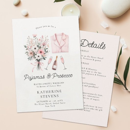 Invitation Pajamas Prosecco Wild Flora Bachelorette Itinérair