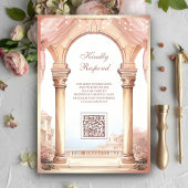 Invitation Palais de rêve Code QR Arch rose Mariage Musulman