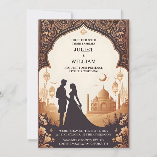 Invitation Palais Hindi Henna Mehndi Mariage de style indien (Devant)