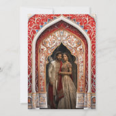 Invitation Palais Royal Arc Rouge Photo Maroon Mariage indien (Dos)