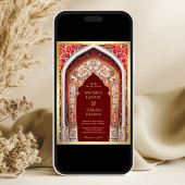 Invitation Palais Royal Arc Rouge Photo Maroon Mariage indien