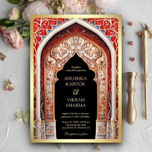 Invitation Palais Royal Photo Arche Rouge Mariage Indien Noir