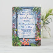 Invitation Palais Tropical Vintage de Marbre Bleu (Debout devant)