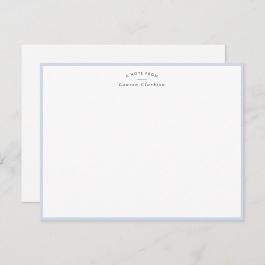 Invitation Pale Baby Blue Border Personalized Note Card (Devant / Derrière)