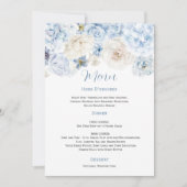 Invitation Pale Blue and White Floral Mariage Menu (Devant)