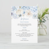 Invitation Pale Blue and White Floral Mariage Menu (Debout devant)