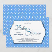 Invitation Pale Blue and White Polka Dot Baby shower (Devant / Derrière)