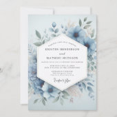 Invitation Pale Blue Bloom Ethereal Wedding (Devant)