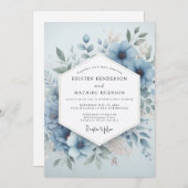 Invitation Pale Blue Bloom Ethereal Wedding (Devant / Derrière)