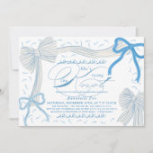 Invitation Pale Blue Bows Elle noue la Fête des mariées de no (Devant)