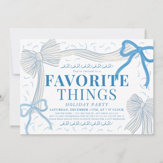 Invitation Pale Blue Bows Favori Things Fête (Devant)
