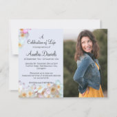 Invitation Pale Blue Fleur sauvage Photo Célébration de la vi (Devant)