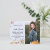 Invitation Pale Blue Fleur sauvage Photo Célébration de la vi (Debout devant)