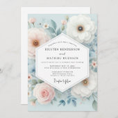 Invitation Pale Blue Floral Whimsy Wedding (Devant / Derrière)