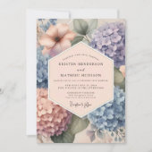 Invitation Pale Blue Hydrangea Floral Wedding (Devant)