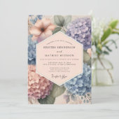 Invitation Pale Blue Hydrangea Floral Wedding (Debout devant)