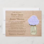 Invitation Pale Blue Hydrangea & Mason Jar Fête des mariées (Devant)