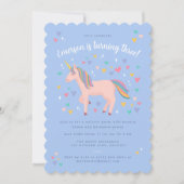 Invitation Pale Blue Pastel Rainbow Unicorn fête d'anniversai (Devant)