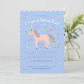 Invitation Pale Blue Pastel Rainbow Unicorn fête d'anniversai (Debout devant)