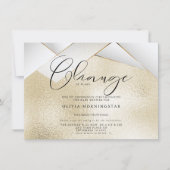 Invitation Pale Champagne Gold Pearl Facettes Douche reportée (Devant)
