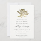 INVITATION PALE GLAMOREUX OR BLANC LOTUS MARIAGE FLORAL (Devant)