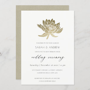 INVITATION PALE GLAMOREUX OR BLANC LOTUS MARIAGE FLORAL