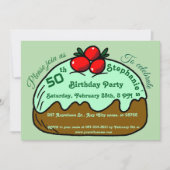 Invitation Pale Green 50th Birthday Party Choco Donut Dessert (Devant)