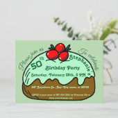 Invitation Pale Green 50th Birthday Party Choco Donut Dessert (Debout devant)