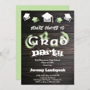 Invitation Pale Green Blurry Texte pour Graduation House Part
