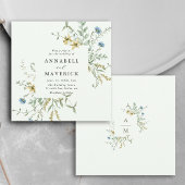 Invitation Pale Green Delicate Fleur sauvage moderne Boho Mar