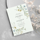 Invitation Pale Green Delicate Fleur sauvage moderne Boho Mar