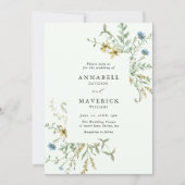 Invitation Pale Green Delicate Fleur sauvage moderne Boho Mar (Devant)