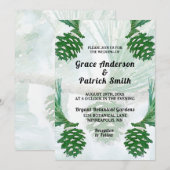 Invitation Pale Green Pine Cone Mariage (Devant / Derrière)