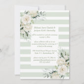 Invitation Pale Green Stripes White Floral Réception Seulemen (Devant)