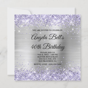 Invitation Pale Lavender Parties scintillant Silver Shimmer F