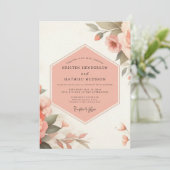 Invitation Pale Peach Floral Romance Wedding (Debout devant)
