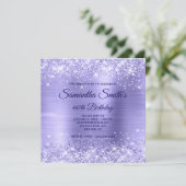 Invitation Pale Periwinkle Parties scintillant et Foil 60e an (Debout devant)