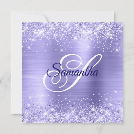 Invitation Pale Periwinkle Parties scintillant et Foil 60e an (Dos)