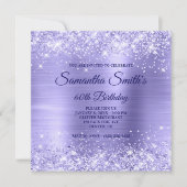 Invitation Pale Periwinkle Parties scintillant et Foil 60e an (Devant)