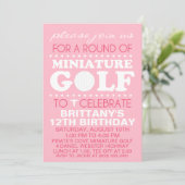 Invitation Pale Pink Tee Time Miniature Golf Anniversaire (Debout devant)
