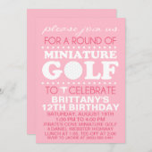 Invitation Pale Pink Tee Time Miniature Golf Anniversaire (Devant / Derrière)
