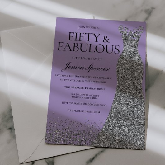 Invitation Pale Purple Elegance 50th Birthday Party