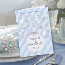 Pâle Rayure Pastel Bleu Noël Argent Fantaisiste
