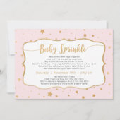 Invitation Pale Rose Gold Stars Bébé Sprinkel (Devant)
