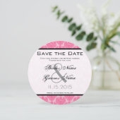 Invitation Pale Rose Hot Pink Mariage damassé Enregistrer la  (Debout devant)