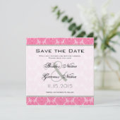 Invitation Pale Rose Hot Pink Mariage damassé Enregistrer la  (Debout devant)