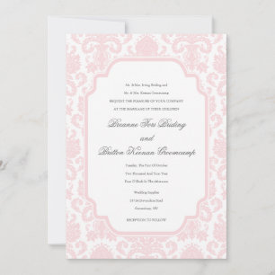 Invitation Pale rose Mariage Damask Thème Customisé Invitati